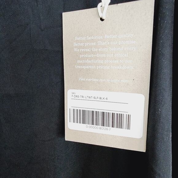 Everlane The Satin Square Neck Slip Dress 6 Black NWT Naia Acetate Midi 90s New - Picture 8 of 12